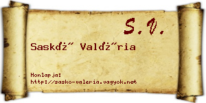 Saskó Valéria névjegykártya